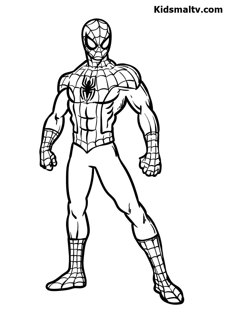 Ausmalbild Spiderman. Download und Kinder Zeichnen